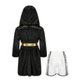 thumbnail image 2 of Fldy Tenues de Boxe pour Garçons, Ensemble Robe à Capuche en Satin Métallique et Shorts, Robe de Fête Déguisement B2 12, 2 of 5