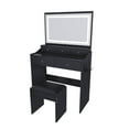 thumbnail image 2 of Yardi Yarda Modern Makeup Vanity Set with Power Outlet and Hair Dryer Holder, Dressing Table with 5 Drawers and Adjustable 3 Lighting Color, New Large Mirror Vanity Desk, Black, 2 of 12