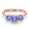 thumbnail image 3 of Gem Stone King 18K Rose Gold Plated Silver Blue Tanzanite Engagement Ring for Women | 1.82 Cttw | Round 6MM | Gemstone December Birthstone | Size 7, 3 of 6