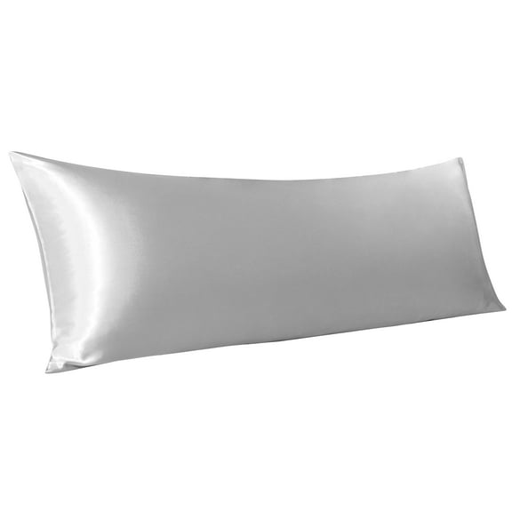Flxxie Silky Lustrous Satin, 1 Pack 20x54 inches Body Pillowcase, Silver Gray