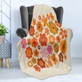 thumbnail image 4 of 1970s Soft Flannel Fleece Blanket, Vintage Style Blossoming Flowers on Beige Background Hand Drawn Graphic, Cozy Plush for Indoor and Outdoor Use, 60" x 80", Beige Orange Pale Pink, by Ambesonne, 4 of 5