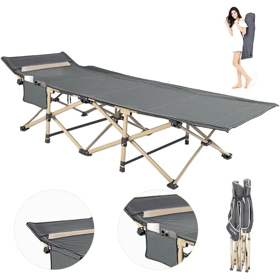 Camping Cots for Adults Comfortable Breathable Material with Pillowcase, Foldable Camping Cot for Sleeping with Reinforced Aluminum Tubes, Portable Bed for Adults Weighing 20 Lbs
