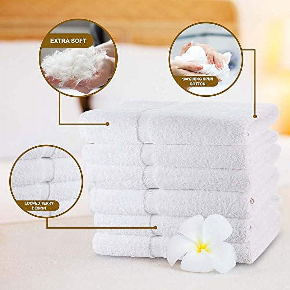 Personal Touch White Basic Cotton Hand Towels, 12-Pack