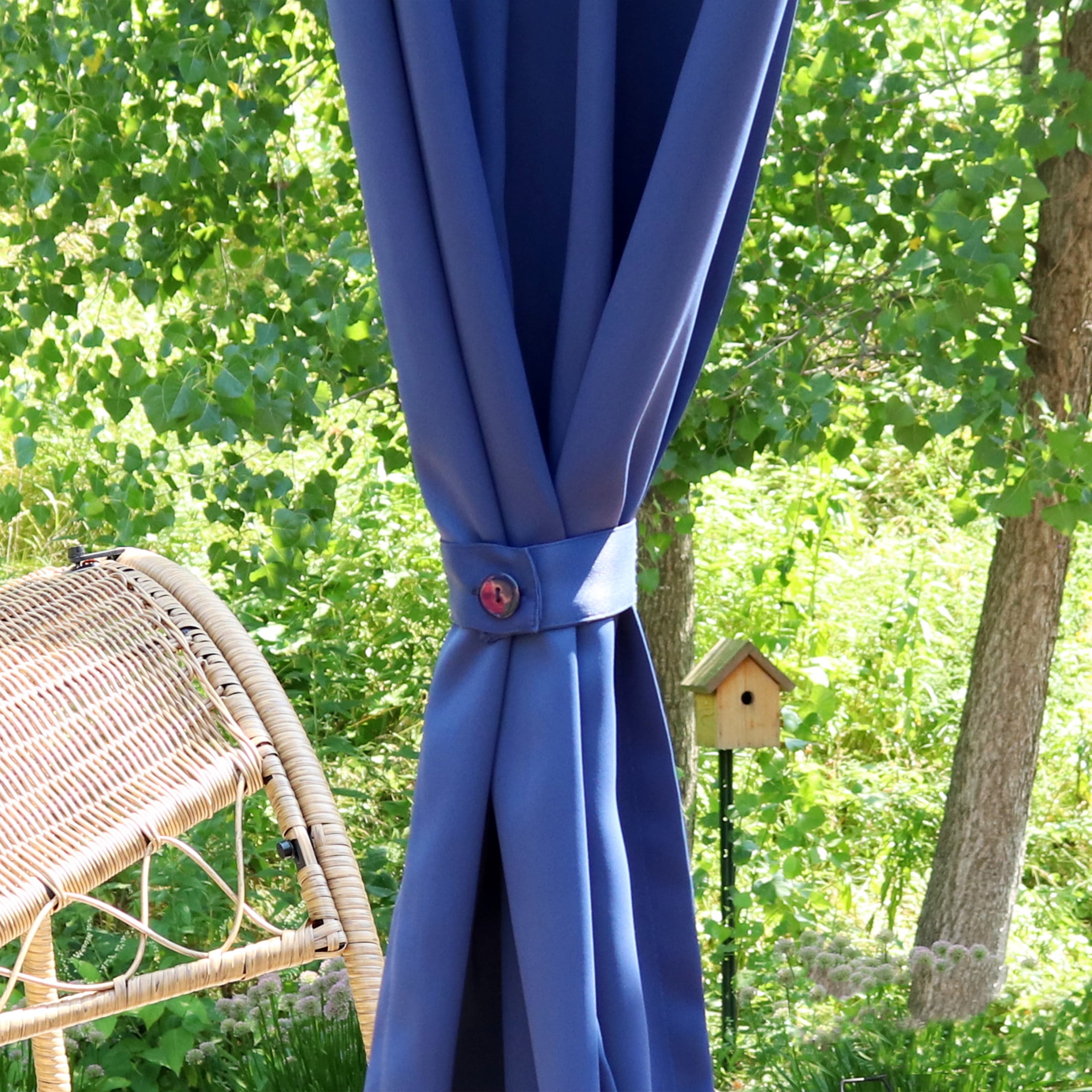 Sunnydaze Modern 2-Piece Blue Solid Indoor or Outdoor Blackout Curtain Panel Set