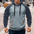 thumbnail image 2 of HXWCHs Men's Solid Color Hoodie Classic Men's Casual Solid Color Pullover Hoodie Streetwear Comfortable Drawstring Sweatshirt for All Seasons Blue XXL, 2 of 5