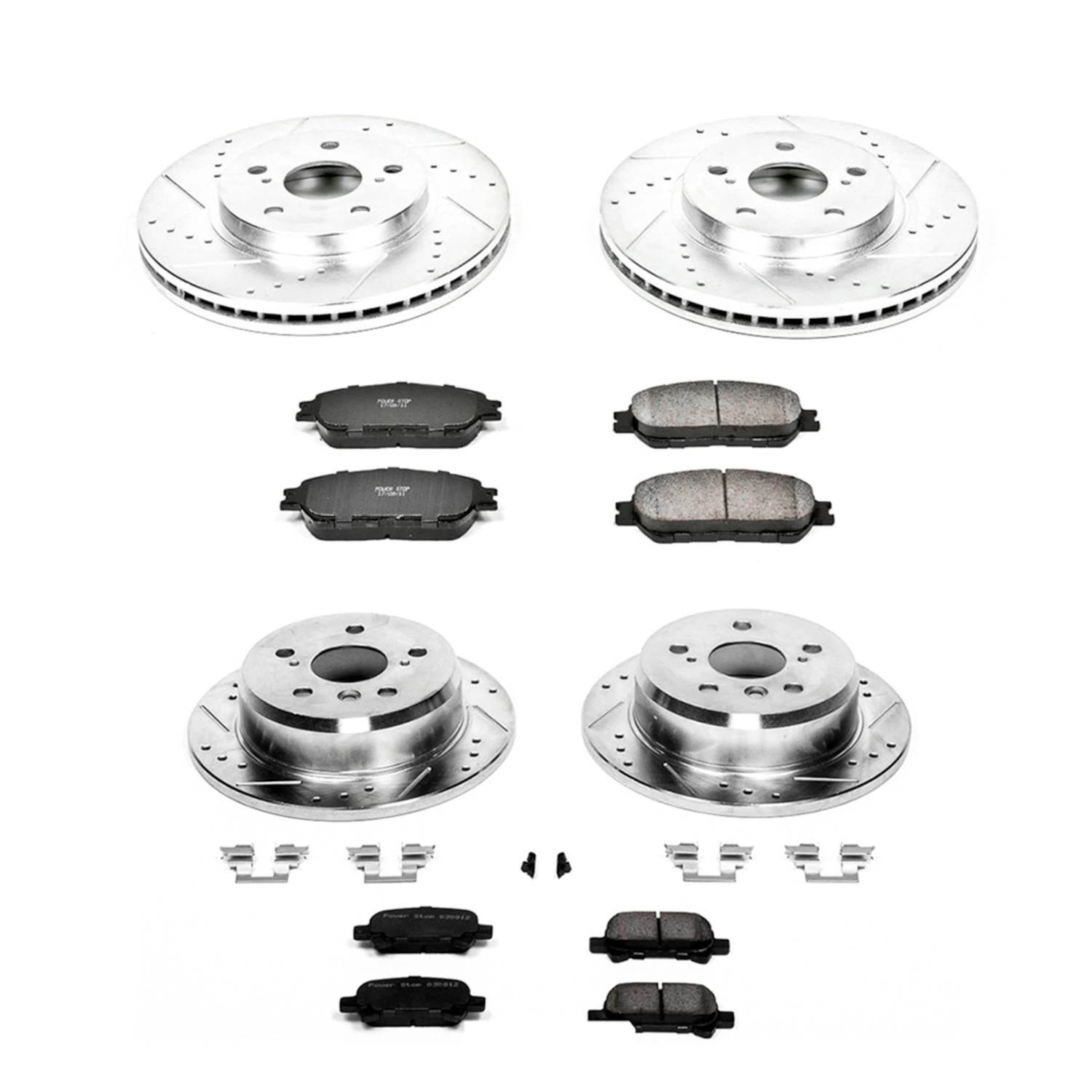 PowerStop Front and Rear Z23 Evolution Sport Carbon-Fiber Ceramic Brake Pad and Drilled & Slotted Rotor Kit Fits: TOYOTA Select Models K5482