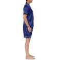 thumbnail image 4 of Unique Bargains Men's Sleepwear Short Sleeve Top and Pants Satin Pajama Set M Blue, 4 of 5