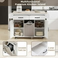 thumbnail image 5 of Oufan Farmhouse Kitchen Island with Trash Can Storage Cabinet, Kitchen Island on Wheels with Adjustable Shelf, Kitchen Cart with Drop Leaf, Spice Rack, Towel Rack and Drawer for Dining Room, White, 5 of 10