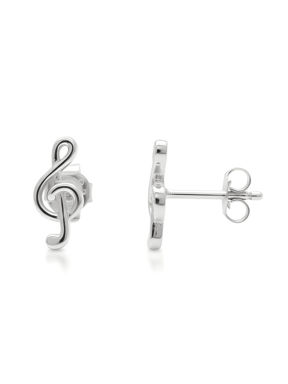 Sterling Silver Treble clef G-Clef Music Note Stud Earrings