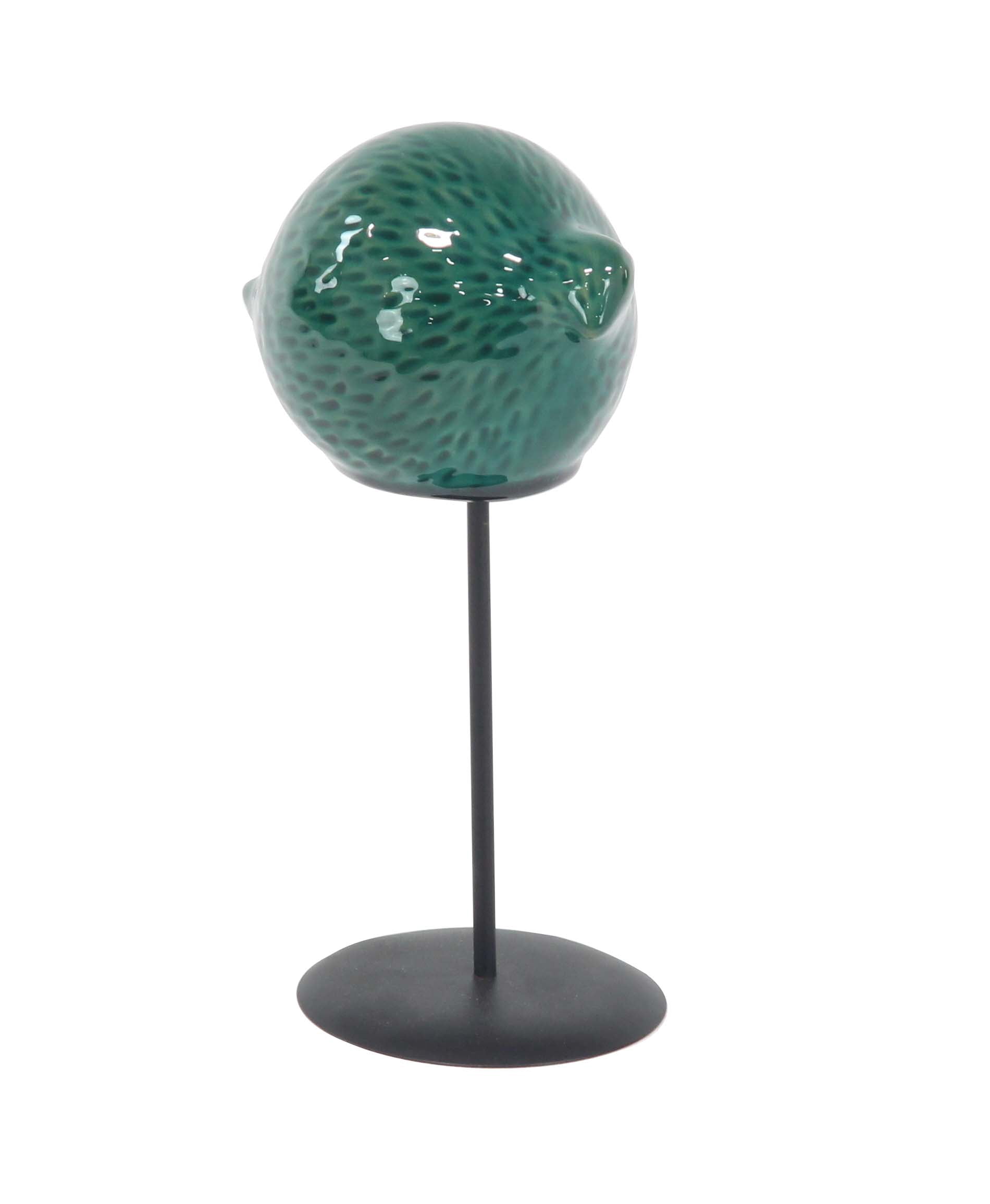 DecMode Modern Ceramic Green Birds With Metal Stands - Set of 3