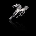 thumbnail image 2 of Broche pequeño y liso con forma de caballo, estilo Art Déco, para bodas, en plata y oro., 2 of 9