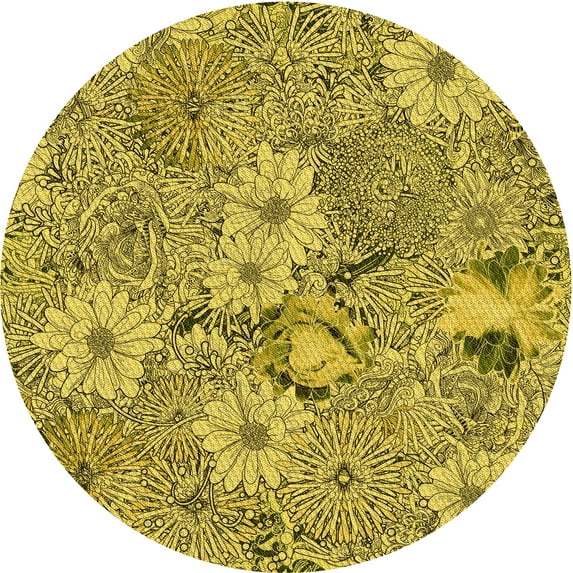 Ahgly Company Machine Washable Indoor Round Transitional Oak Brown Area Rugs, 7' Round