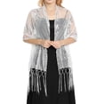 thumbnail image 2 of Shawls and Wraps for Evening Dresses Women's Fashion Scarf Shawl with Tassels for Wedding White One Size, 2 of 4