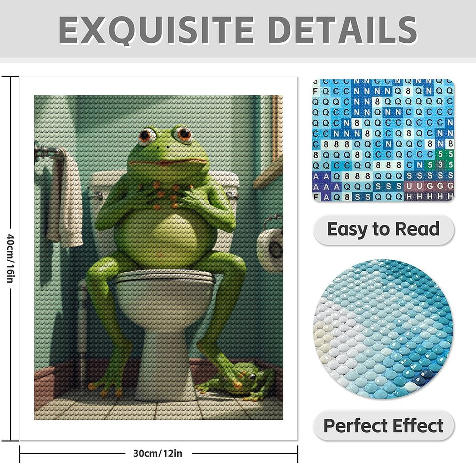 Diamond Art Kits for Adults - 5d Bathroom Frog on White Toilet Diamond Painting for Adults, Diamond Art for Adults Beginners, Diamond Painting Kits for Adults for Home Wall Decor