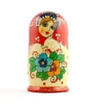 thumbnail image 3 of Set of 3 Red Headscarf with Folk Art Flowers Wooden Nesting Dolls Matryoshka 3.5 Inches, 3 of 3