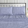 thumbnail image 5 of Tribeca Living  Organic Cotton 400 Thread Count Percale Extra Deep Pocket Sheet Set Full - Sapphire Blue, 5 of 5