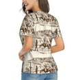 thumbnail image 3 of Vsdgher Western Desert Cowboys2 Women Shirts V Neck Short Sleeve Tops T-Shirt Basic Tees, S to 3XLSmall, 3 of 5