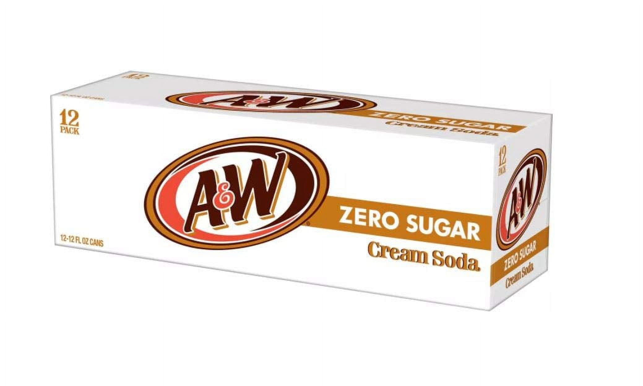 (2 pack) A&W Zero Sugar Cream Soda, 12 Fl Oz Cans, Quantity of 12