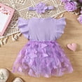 thumbnail image 4 of Utlike Jumpsuit Baby Girls Clothes Mesh Ribbed Crawling Suit With Butterfly Applique Summer Fly Sleeve Romper For Toddler Versatile Playsuits Size 3 Months-6 Months, 4 of 8