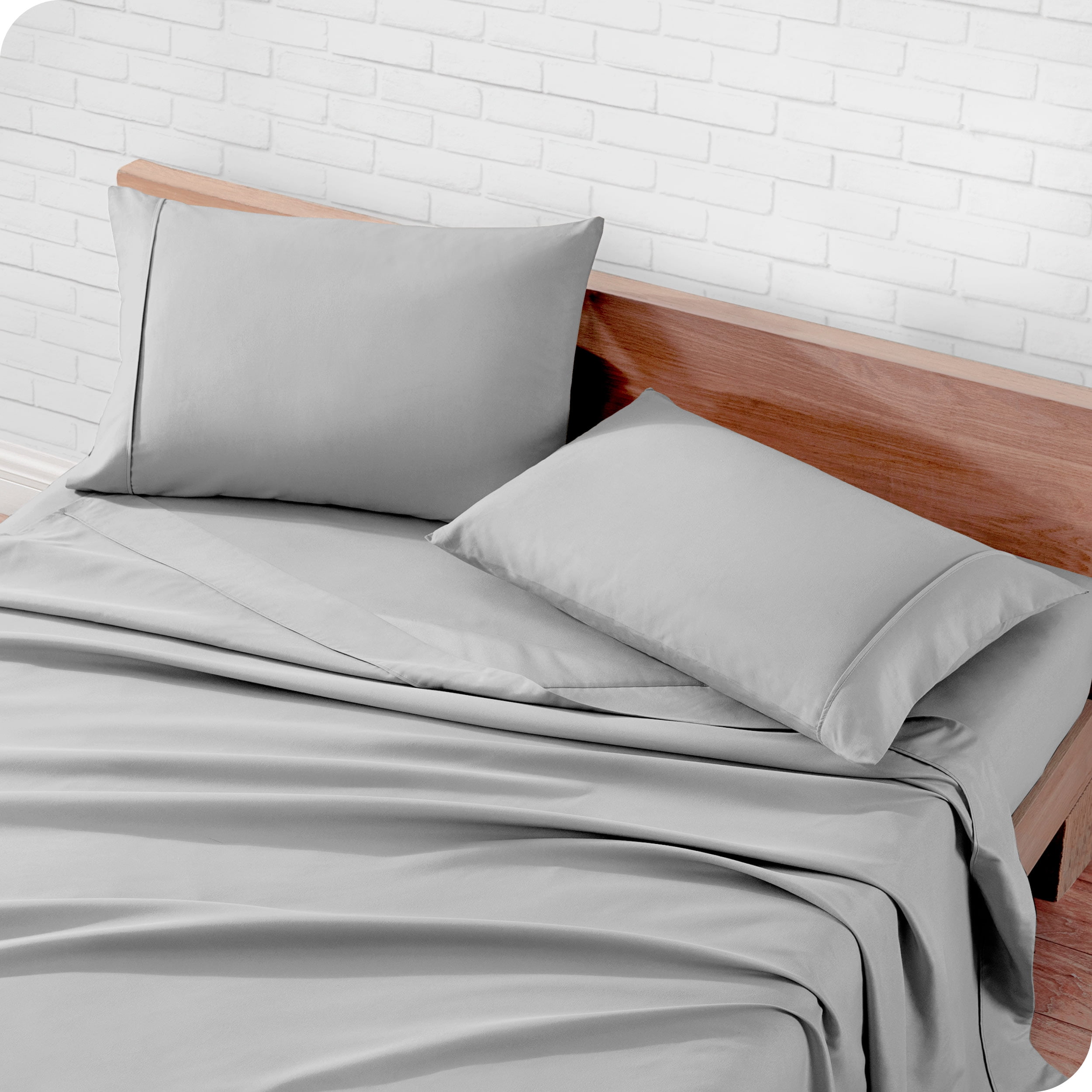 Bare Home Premium 1800 Ultra-Soft Microfiber Pillowcase Set - Double Brushed - Hypoallergenic - Wrinkle Resistant (Standard Pillowcase Set of 2, Light Gray)