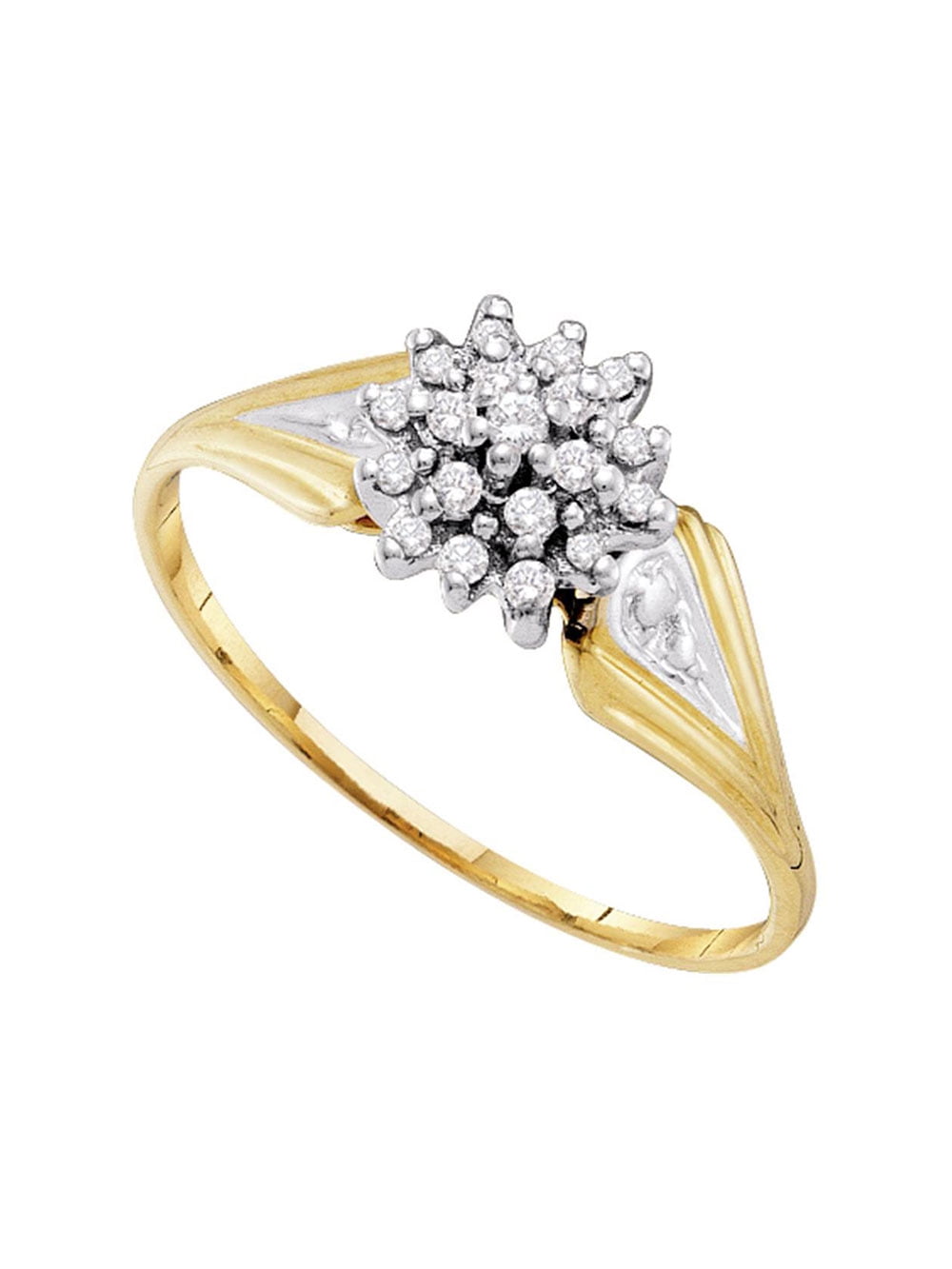 I2-I3 clarity; J-K color Jewels By Lux 10kt Yellow Gold Womens Round Diamond Small Triple Heart Cluster Ring .03 Cttw In Cluster Setting