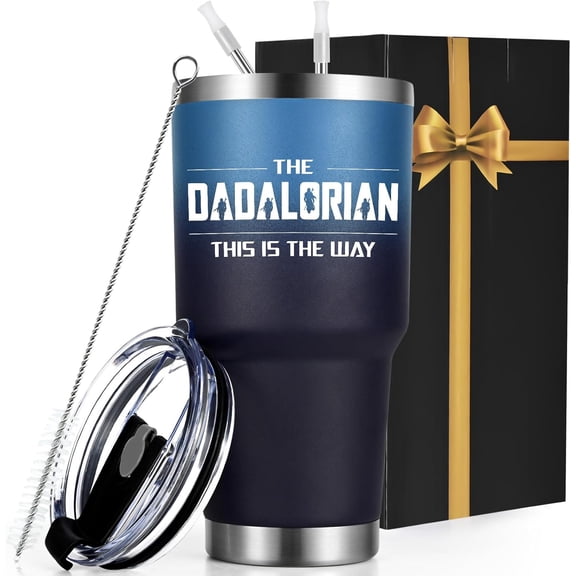 Dadalorian Gifts for Dad, Stainless Steel Insulated Travel Tumbler, Christmas Birthday Gifts Fathers Day for Dad Husband Grandpa from Daughter, Tumbler(30Oz, Gradient)