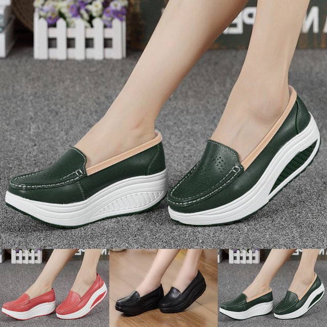 Espadrilles Femmes Mode Décontractée Solide à Enfiler Compensées Semelle Épaisse Plateformes Chaussures de Travail Chaussures de Course Femmes Noir 36