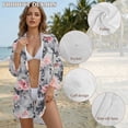 thumbnail image 6 of Xoenoiee Watercolor Flower Print Women's Long Sleeve Shirt Button Down Tunic Dresses Beach Cover-ups Curved Hem Oversized Blouse Tops with Pockets, L, 6 of 7