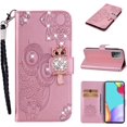 thumbnail image 7 of case for Samsung Galaxy A52 Case for Women, Glitter Bling Diamond PU Leather Wallet Phone Case with Wsrist String Full Body Protective Flip Cover for Samsung Galaxy A52 Owl Rose Gold, 7 of 7
