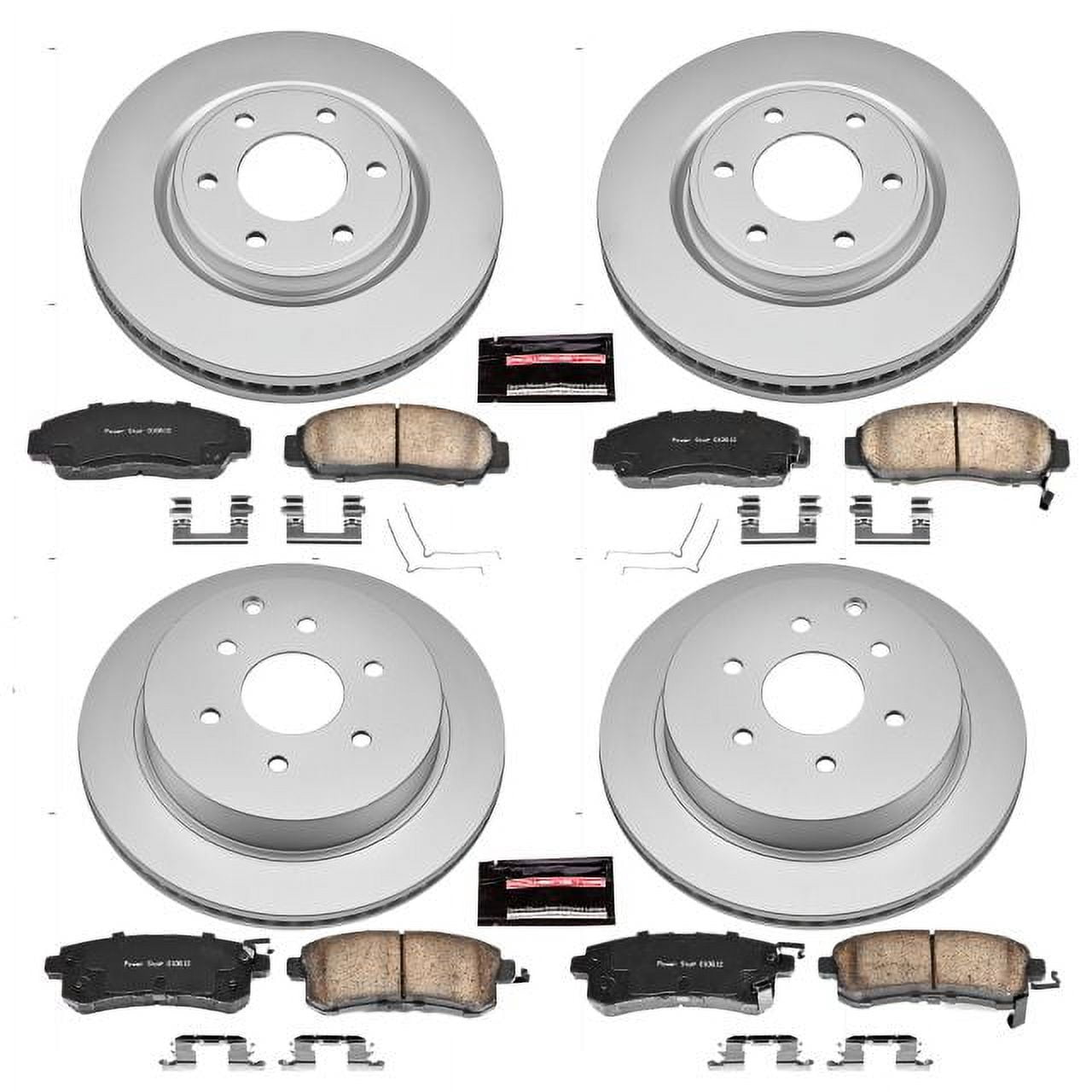 PowerStop Front and Rear Geomet Coated Brake Rotor and Pad Kit Fits: INFINITI NISSAN Select Models CRK6322