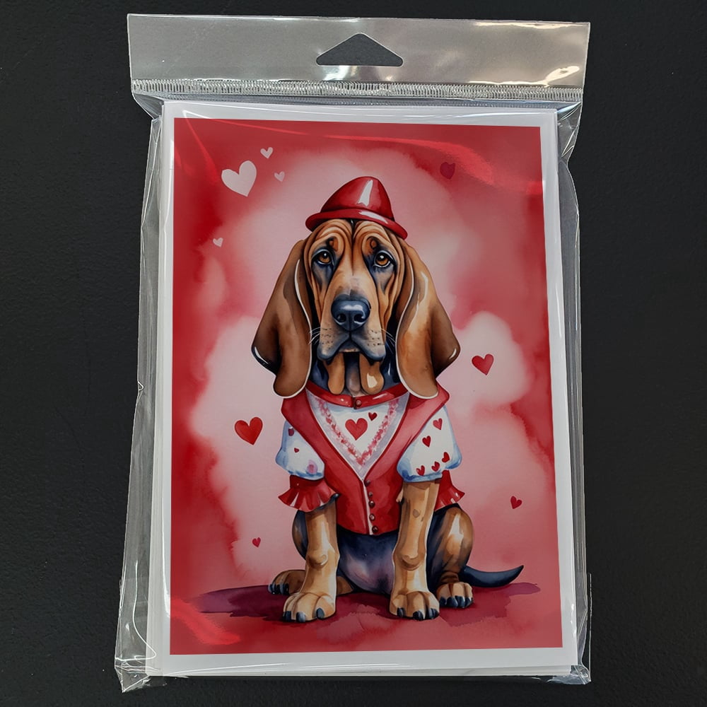 Bloodhound My Valentine Greeting Cards Pack of 8 7 in x 5 in