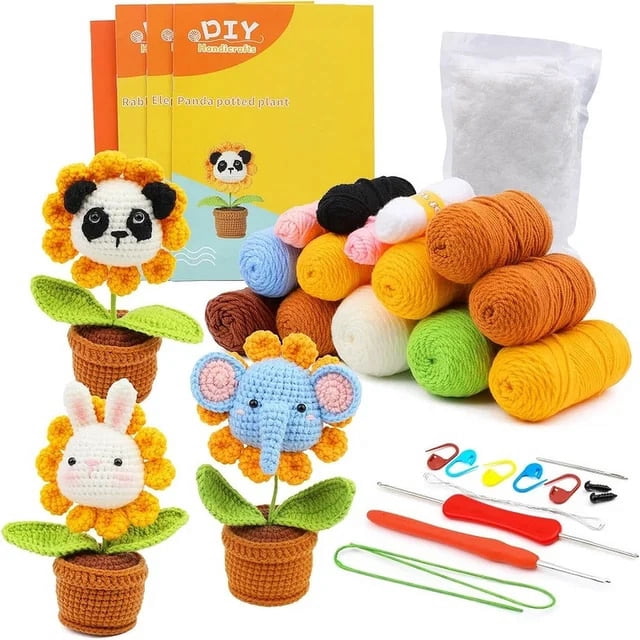 Crochet Kit for Beginners DIY Animal Crochet Kit Knitting Kit Complete Starter Kit for Adults with Detailed Tutorials