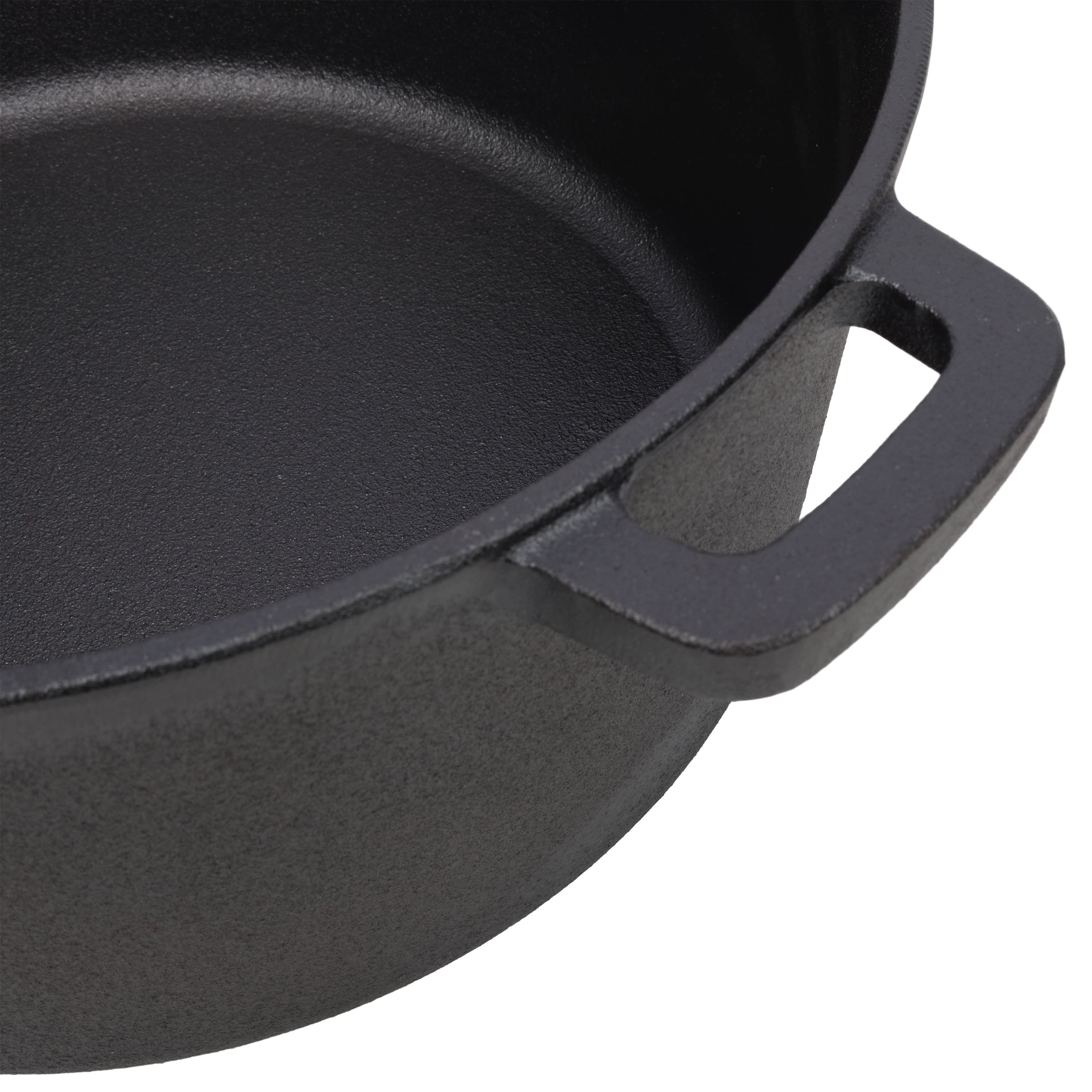 3-in-1 Pre-Seasoned Cast Iron Dutch Oven with Ribbed Skillet Lid and Pot Rack, 5-Quart Camping Cookware, Black