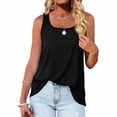 thumbnail image 3 of Women Tank Tops U Neck Hem Casual Flowy Summer Sleeveless Tunic Tshirts Black S, 3 of 5