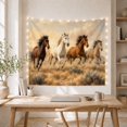 thumbnail image 5 of Four Galloping Horses in Golden Prairie, Majestic Illustration for Animal Lovers, Western Wall Art Decor, Housewarming Gift Tapestry Wall Hanging for Living Room and Bedroom, 5 of 7