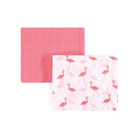 Yoga Sprout Baby Boy and Girl Muslin Swaddle Blanket, 2-Pack, Flamingo