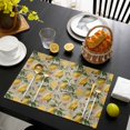 thumbnail image 3 of Yellow Lemon Placemats Set of 4, Brown Vintage Summer Fruit Watercolor Placemats for Dining Table, Place Mats for Kitchen Tabletop, Waterproof Wipeable Dining Table Mats Set, 3 of 9
