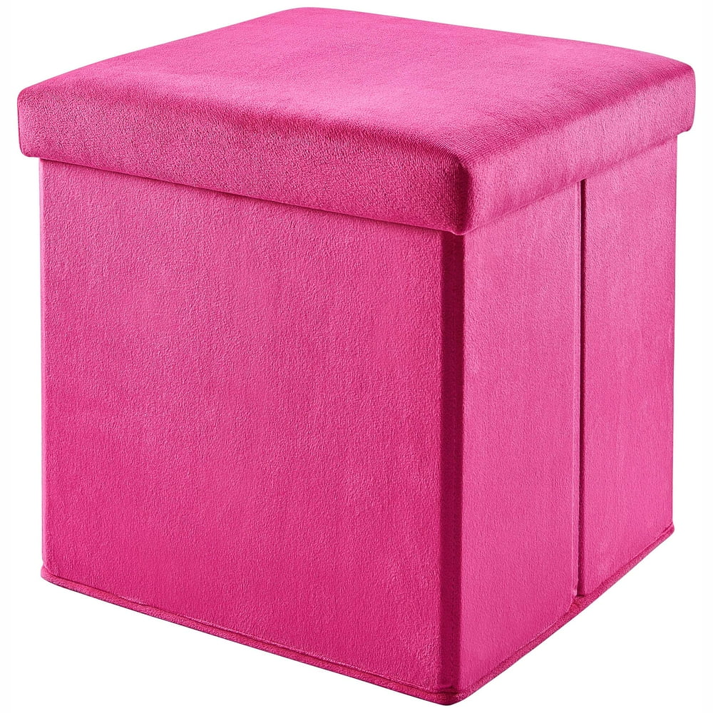 Mainstays Collapsible Storage Ottoman, Plush Fuchsia