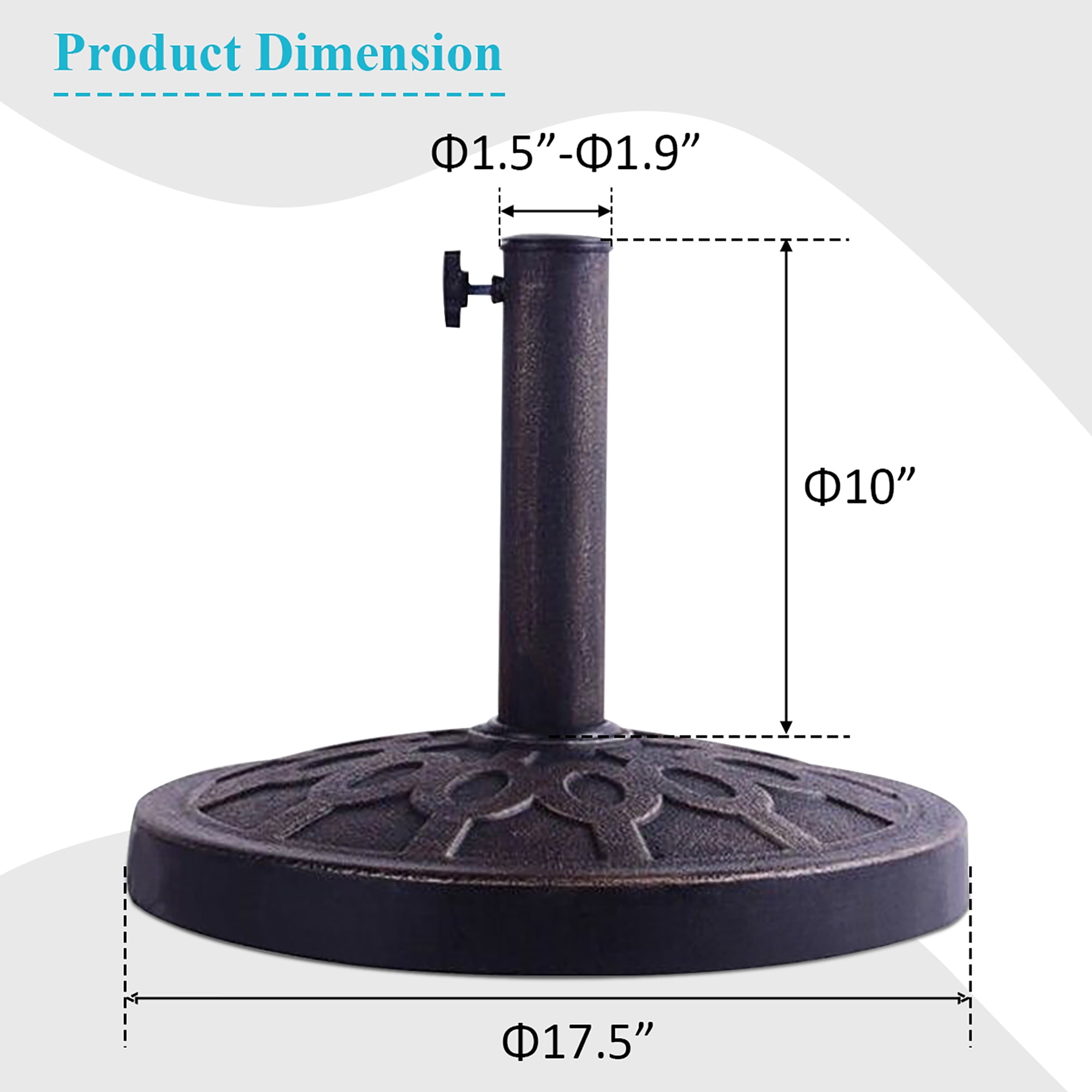 Costway 17.5'' Umbrella Base Stand Market Patio Standing Outdoor Living Heavy Duty (Round)