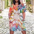 thumbnail image 2 of Cute Colorful Flower Women's Loose Short Sleeve Dress Casual Summer Plus Size Long Dresses with Pockets, 2 of 5