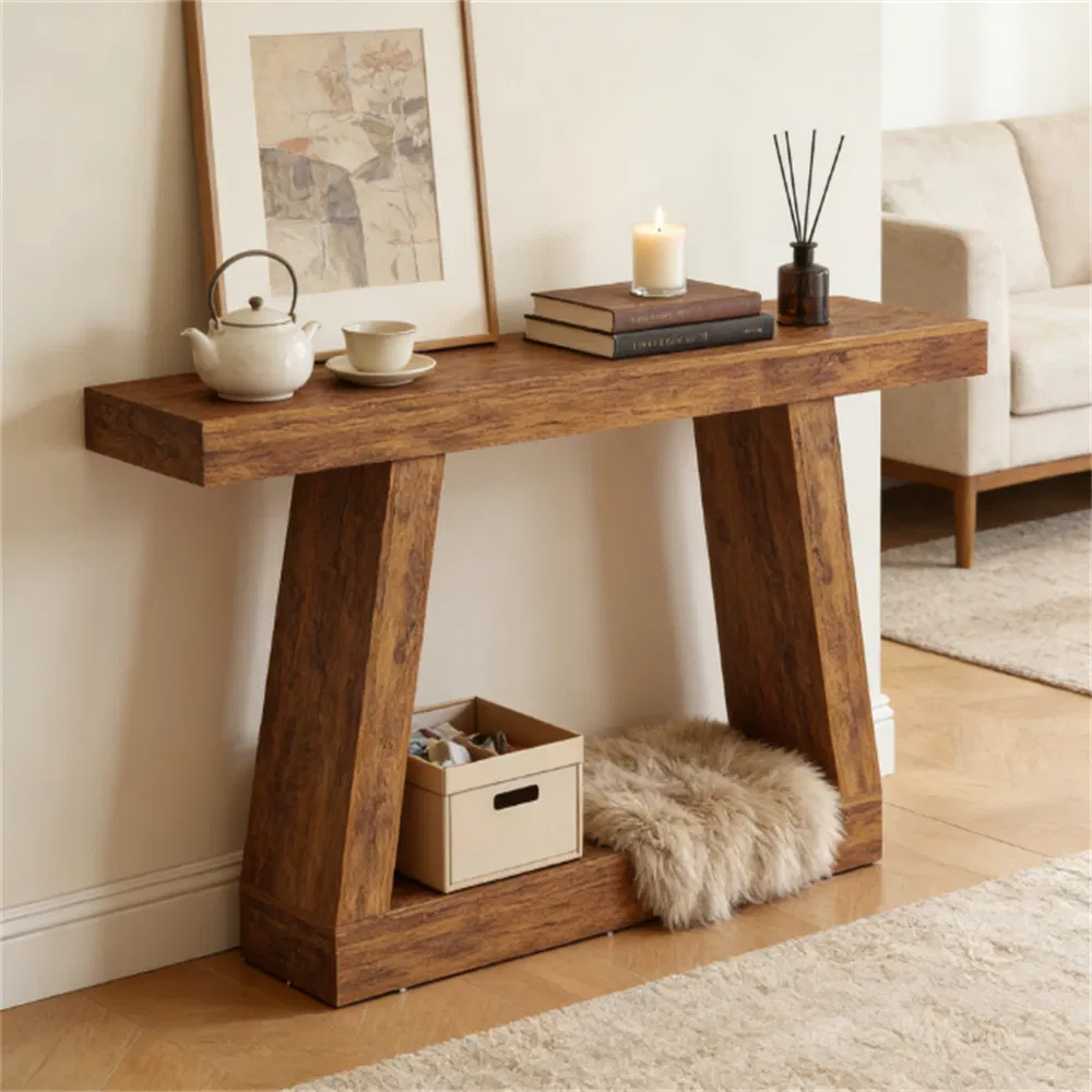 Dark Brown Console Table with Storage, Entryway Table Narrow Sofa Table for Hallway Lobby Living Room Entrance