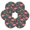 thumbnail image 7 of Yayeee 6 PCS Drink Coasters with Holder Set Woven Absorbent Round Tabletop Hot Pad, Yellow Floral Flamingo, 7 of 7