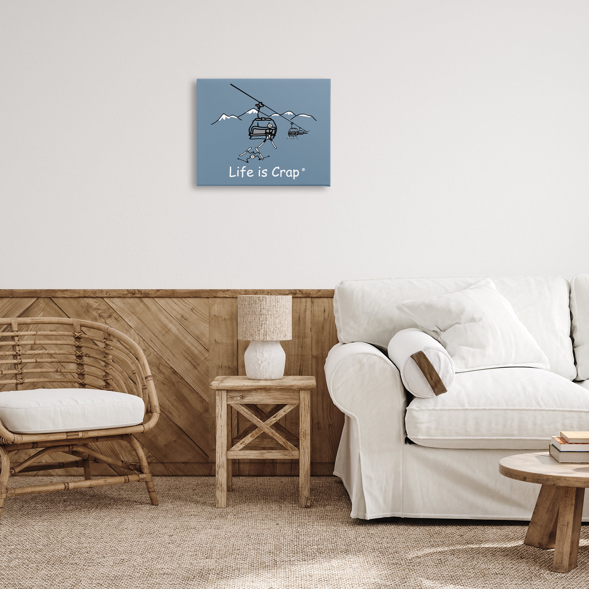 Stupell Industries Falling Ski Lift Novelty & Humor Painting Wrapped Canvas Art Print Wall Art, 20 x 16