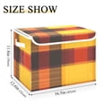 thumbnail image 3 of Orange Plaid Pattern Large Storage Bins with Linen Collapsible Lid Storage Box 16.7 x 12.6 x 11.8in, 3 of 7