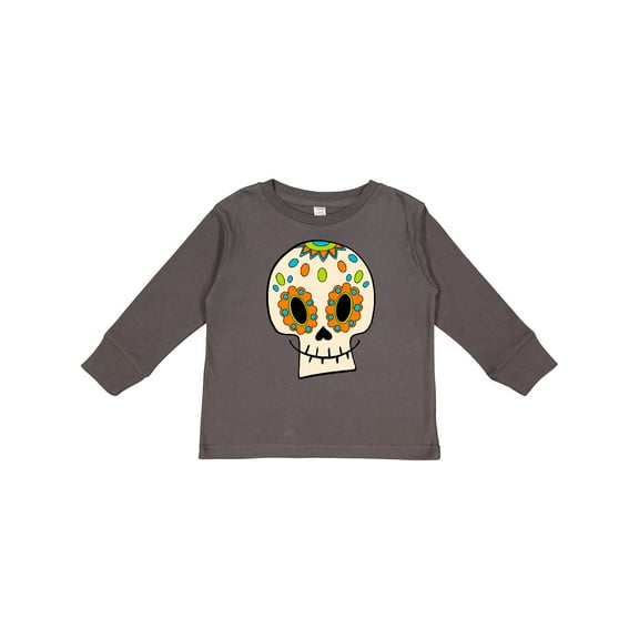 Inktastic Smiling Sugar Skull for Day of the Dead Boys or Girls Long Sleeve Toddler T-Shirt