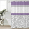 thumbnail image 2 of Extra Long Shower Curtain 72x84 Inch, Purple Grey Shower Curtain Waterproof Bathroom Decor Chic Garden Floral Stripe Aesthetic Flower Fabric Bath Curtain Set Accessories with Hooks, 2 of 6