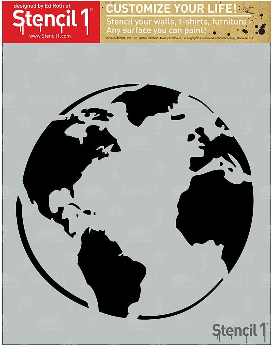 Stencil1 Earth Stencil|Globe Stencil 8.5 stencil1-earth-stencil-globe-stencil-8-5-x-11-inches-for-painting-on-t-shirts-canvas-wall-wood-and-home-decor-wall-decals-reusable-walmart-com
