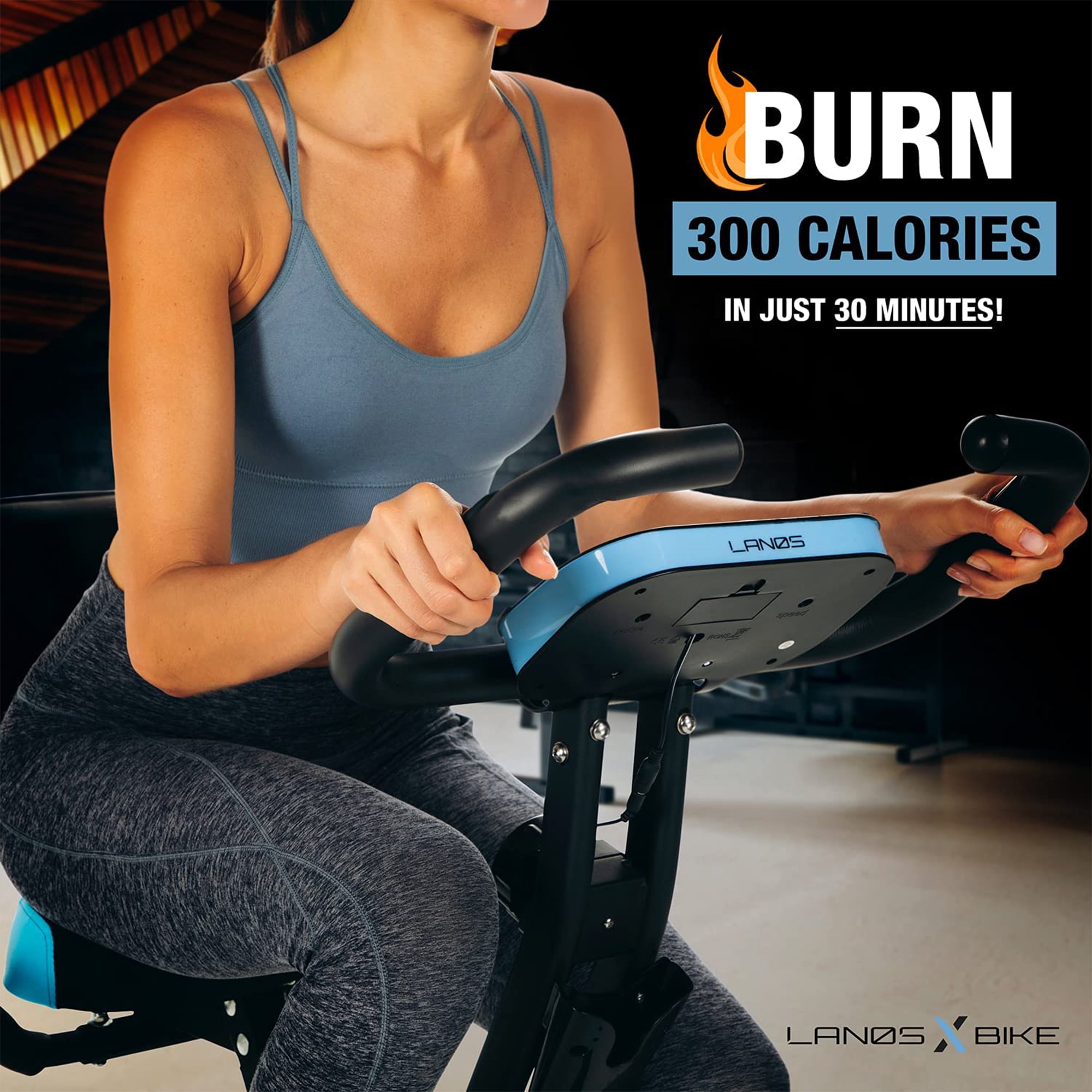 Lanos Brands Foldable Exercise Bike Home Workout Equipment 10 Level Adjustment Blue Walmart