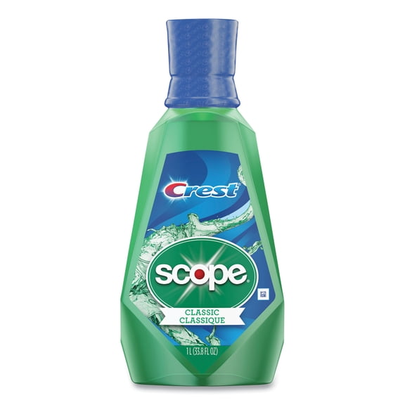 Crest 95662 1 Liter Plus Scope Mouth Rinse Bottle - Classic Mint (6/Carton)