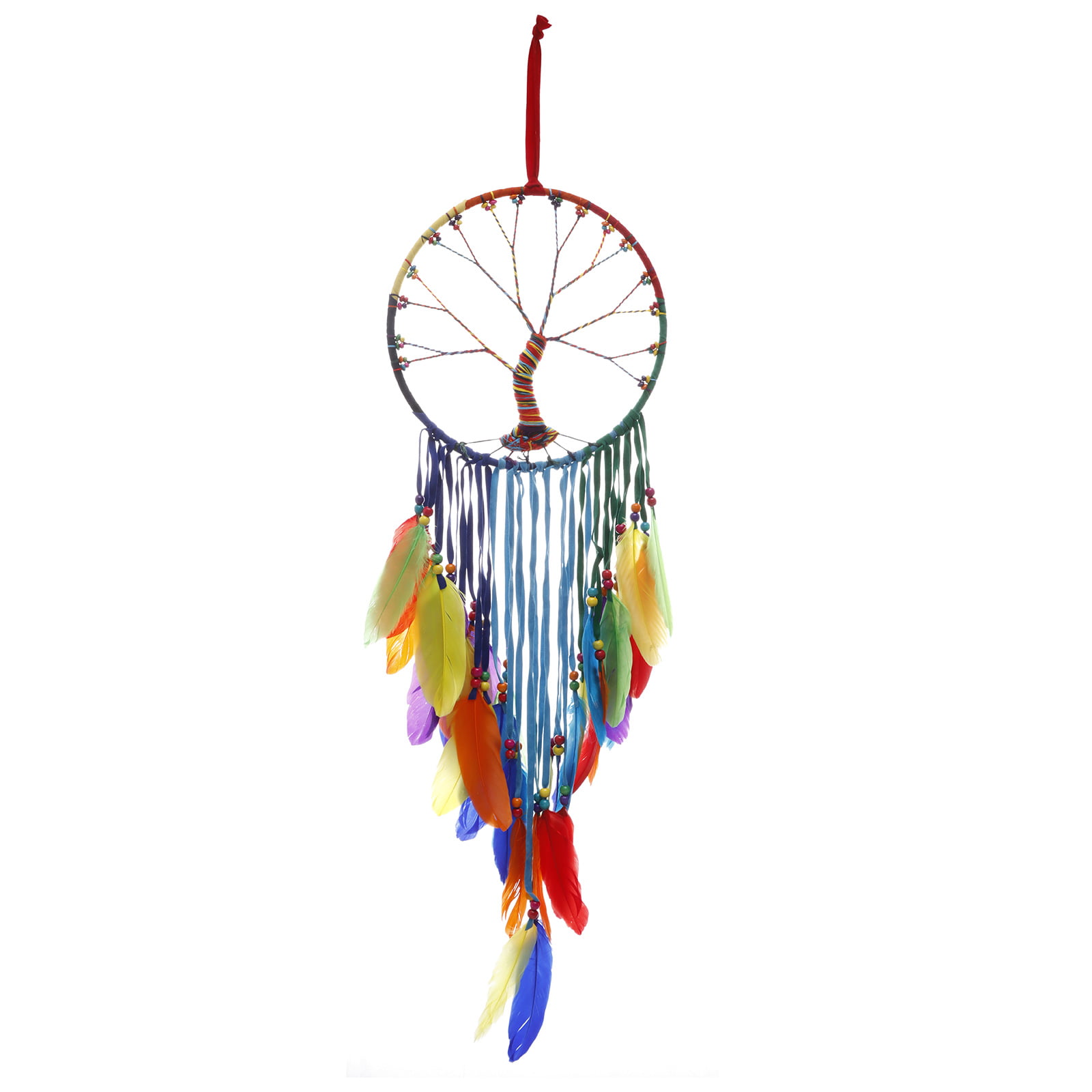 Wind Chimes Rainbow  Hanging Decor Feather Dream Catcher Beads Dinning Car Wall 